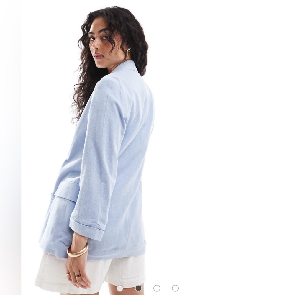 Stradivarius ASOS Light Sky Blue Women's Linen Blazer Size S